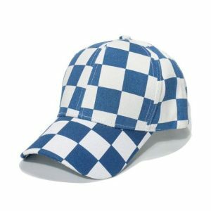 Aesthetic Checkered Trucker Hat for Y2K Fashion and Summer Outfits