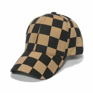 Aesthetic Checkered Trucker Hat for Y2K Fashion and Summer Outfits