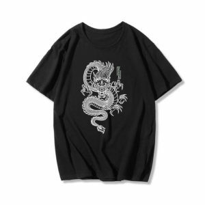 Aesthetic Dragon Graphic Tee - Y2K Fashion Inspired Summer Outfit