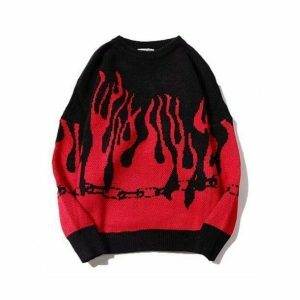 Aesthetic Flame Sweater: Y2K Fashion Must-Have for Cozy Summer Vibes