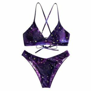 Aesthetic Galaxy Y2K Swimwear: Trendy Summer Outfits for Stylish Women