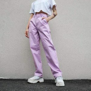 Aesthetic Lavender Cargo Pants for Y2K Fashion and Summer Outfits