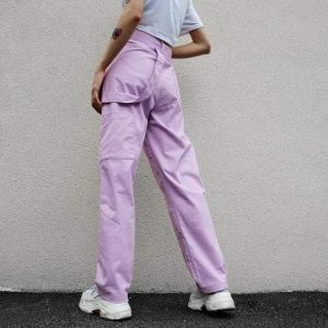 Aesthetic Lavender Cargo Pants for Y2K Fashion and Summer Outfits