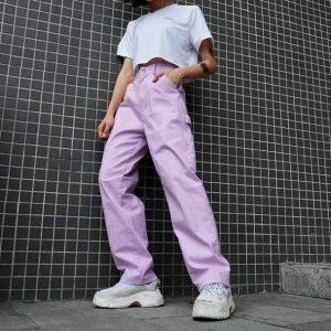 Aesthetic Lavender Cargo Pants for Y2K Fashion and Summer Outfits