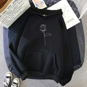 Aesthetic Rose Hoodie: Y2K Fashion Essential for Cozy Summer Outfits