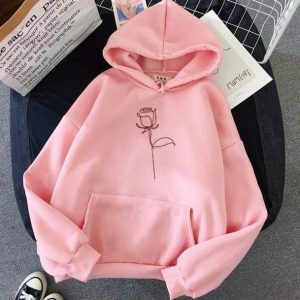 Aesthetic Rose Hoodie: Y2K Fashion Essential for Cozy Summer Outfits