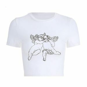 Angel White Crop Top - Y2K Fashion Essential for Summer Outfits