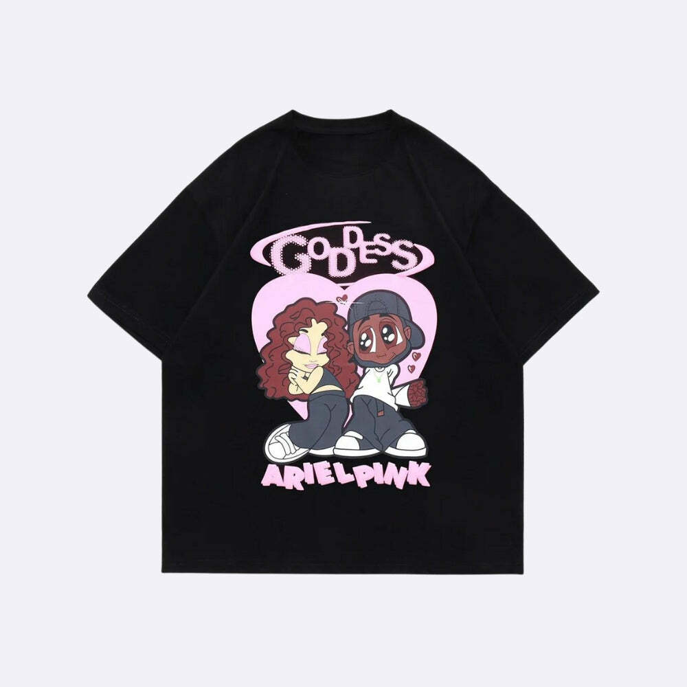 Ariel Pink Y2K Aesthetic Cute Couple Tee for Trendy Summer Outfits