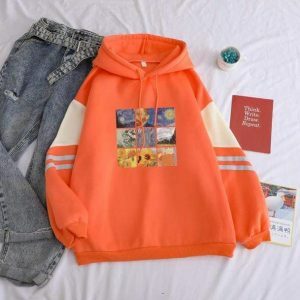 Artsy Van Gogh Hoodie: Y2K Aesthetic for Trendy Summer Outfits