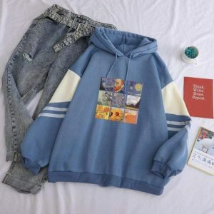 Artsy Van Gogh Hoodie: Y2K Aesthetic for Trendy Summer Outfits