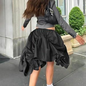 Asymmetric Ruched Mini Skirt - Y2K Fashion for Trendy Summer Outfits