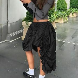 Asymmetric Ruched Mini Skirt - Y2K Fashion for Trendy Summer Outfits