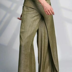 Asymmetrical Wide Leg Pants for Y2K Fashion & Grunge Aesthetic Outfits