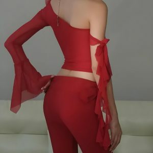 Baddie Rose One Shoulder Mesh Top - Y2K Fashion Statement Piece