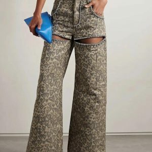 Baddie Y2K Leopard Cut-Out Cargo Pants for Trendy Summer Outfits