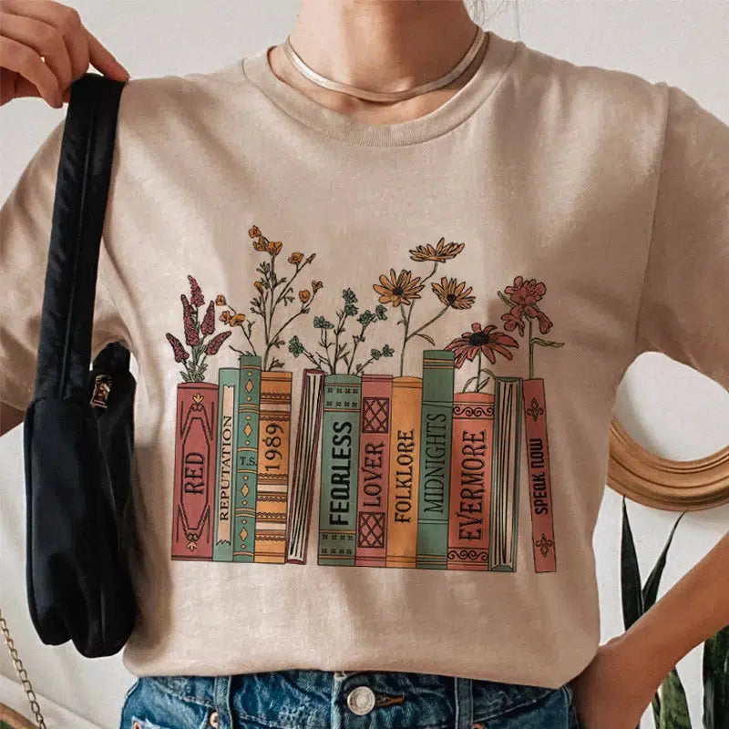 Books & Flowers Y2K Aesthetic Tee - Cute Summer Outfit Essential