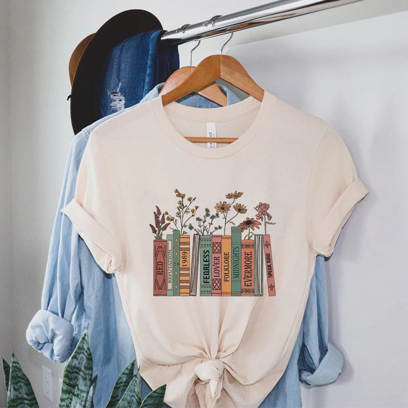 Books & Flowers Y2K Aesthetic Tee - Cute Summer Outfit Essential