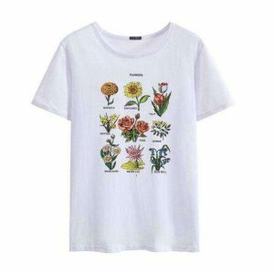 Botanical Wildflower Print Tee - Y2K Aesthetic Summer Outfit Essential