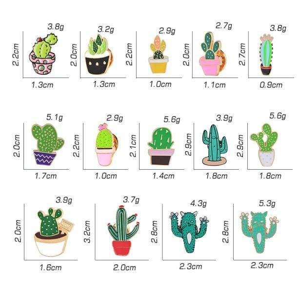 Cactus Collection Enamel Pins: Y2K Aesthetic Accessories for Trendy Outfits