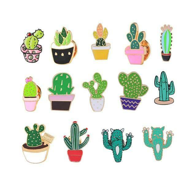 Cactus Collection Enamel Pins: Y2K Aesthetic Accessories for Trendy Outfits