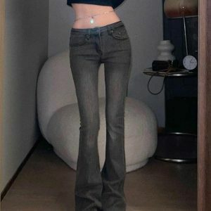 Casual Y2K Low Rise Flare Jeans for Effortless Summer Style