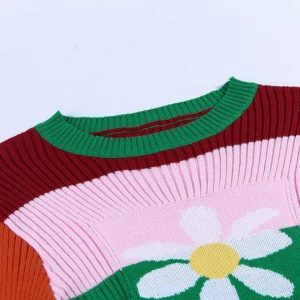 Chic 90s Daisy Sweater - Y2K Fashion Essential for Effortless Style