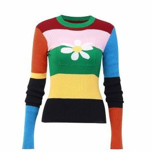 Chic 90s Daisy Sweater - Y2K Fashion Essential for Effortless Style