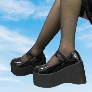 Chic Aesthetic Platform Wedges for Y2K Summer Outfits & 90s Fashion