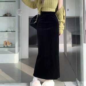 Chic Back Slit Maxi Pencil Skirt for Y2K Fashion & Summer Outfits