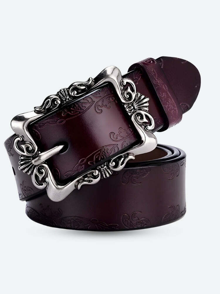 Chic Baroque Faux Leather Belt for Y2K Fashion & 90s Aesthetic Outfits