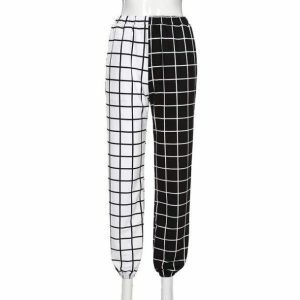 Chic Black and White Cargo Pants for Y2K Fashion and Grunge Aesthetic