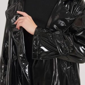 Chic Black Trench Coat for Y2K Fashion & 90s Grunge Aesthetic Outfits