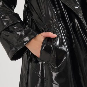 Chic Black Trench Coat for Y2K Fashion & 90s Grunge Aesthetic Outfits