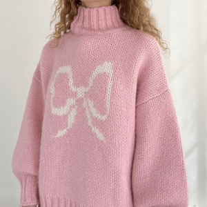 Chic Cutesy Bow Sweater for Y2K Fashion & 90s Aesthetic Outfits