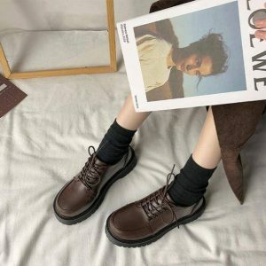 Chic Dark Academia Shoes for Y2K Fashion & Grunge Aesthetic Styles