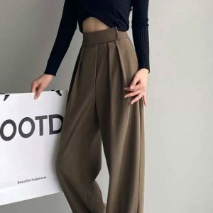 Chic Dark Academia Wide Leg Pants for Effortless Y2K Style