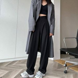 Chic Dark Academia Wide Leg Pants for Effortless Y2K Style