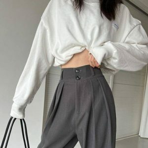 Chic Dark Academia Wide Leg Pants for Effortless Y2K Style