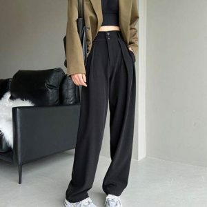 Chic Dark Academia Wide Leg Pants for Effortless Y2K Style