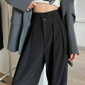 Chic Dark Academia Wide Leg Pants for Effortless Y2K Style