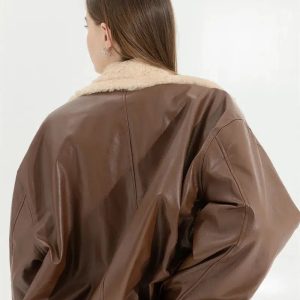 Chic Double-Faced Faux Leather & Fur Jacket for Y2K Fashion Lovers