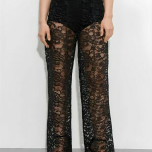 Chic Lace Sheer Pants for Y2K Fashion & Grunge Aesthetic Outfits