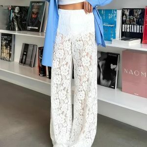 Chic Lace Sheer Pants for Y2K Fashion & Grunge Aesthetic Outfits