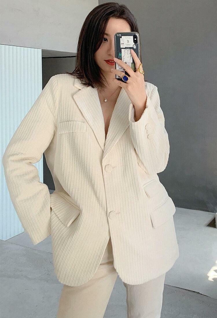 Chic Light Academia Corduroy Blazer for Y2K and 90s Fashion Lovers