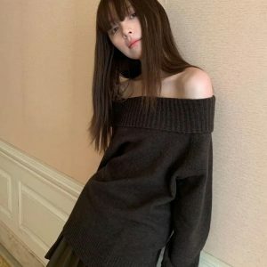 Chic Off Shoulder Sweater for Y2K Fashion & Cozy Summer Outfits