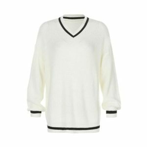 Chic Old Money Aesthetic V-Neck Sweater for Effortless Y2K Style