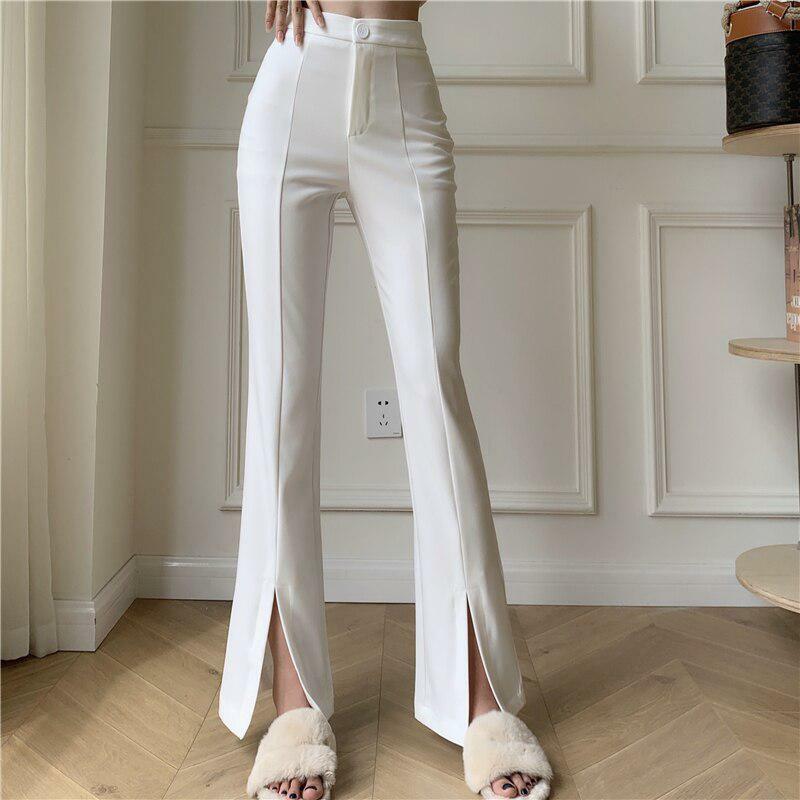 Chic Old Money Hem Split Pants for Effortless Y2K and 90s Style