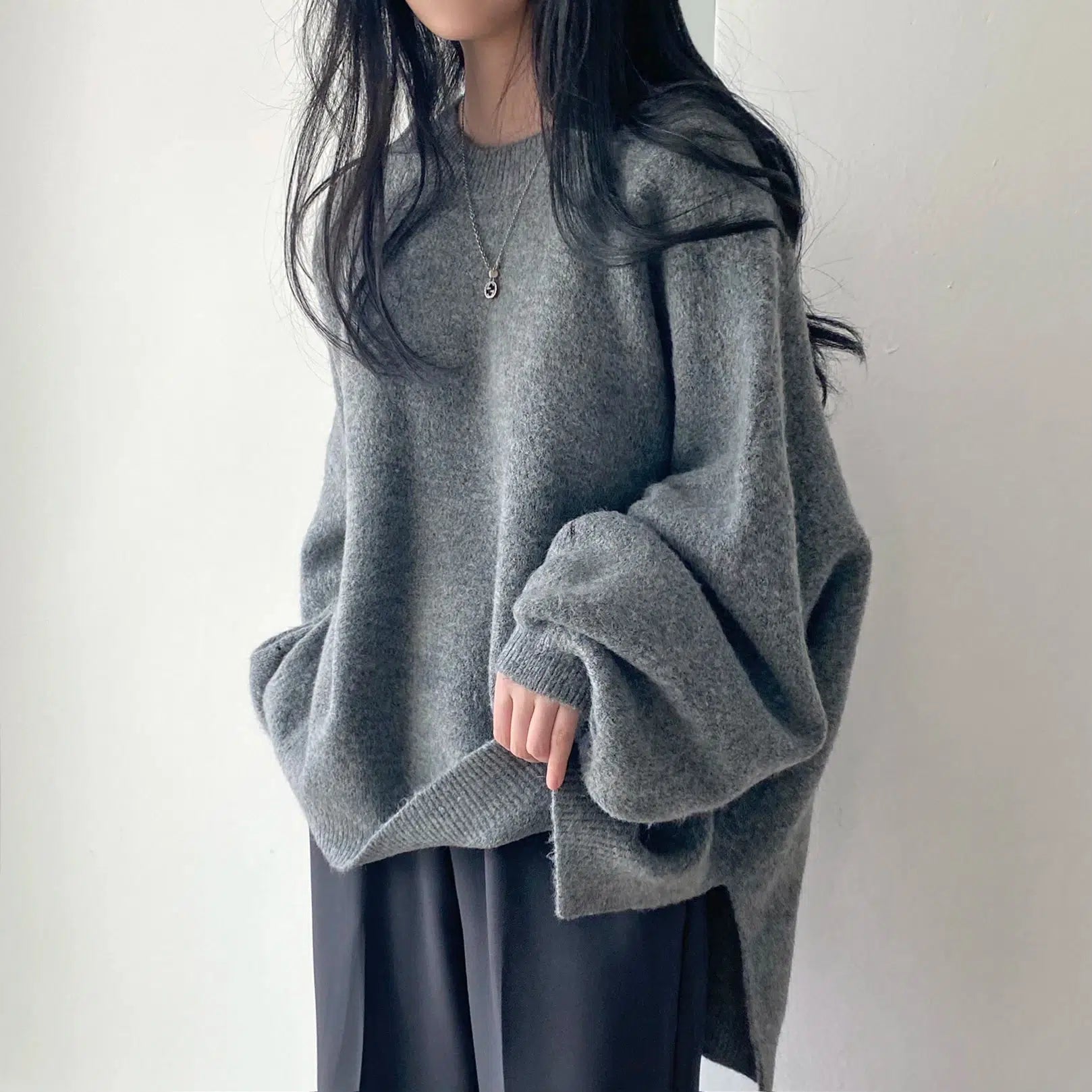 Chic Oversized Knit Sweater for Y2K Fashion & Cozy 90s Aesthetic