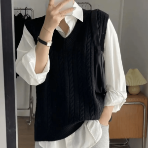 Chic Oversized Knitted Vest for Y2K Fashion & 90s Aesthetic Outfits