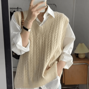 Chic Oversized Knitted Vest for Y2K Fashion & 90s Aesthetic Outfits